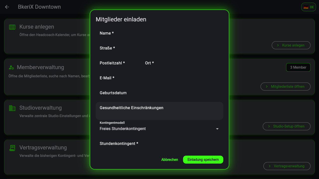 BkeriX neues Mitglied erfassen