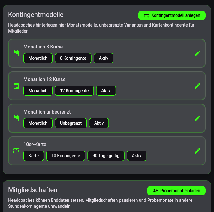 BkeriX Kontingentverwaltung mit Mitgliedschaften und Kontingentregeln